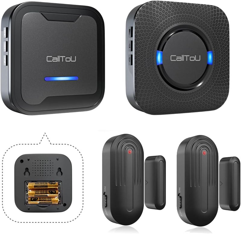 CallToU Caregiver Pager Door Chime for Dementia/Patients/Alzheimers /Kids Safety/Home Security, Door Sensor Alarm with 2 Sensor and 2 Receiver, 500FT Wireless Range - Image 1